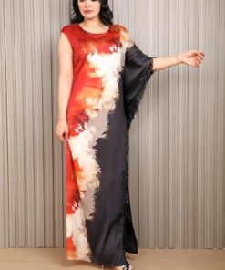 أوبرا فاشن - جلابية نسائي بالون متداخلة مموجة قماش حرير طايح