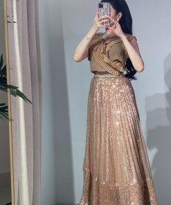 Alternative view of أوبرا فاشن - طقم نسائي سهرة بلوزة شيفون وتنورة ترتر