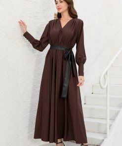 Alternative view of افورا  - فستان بني بحزام