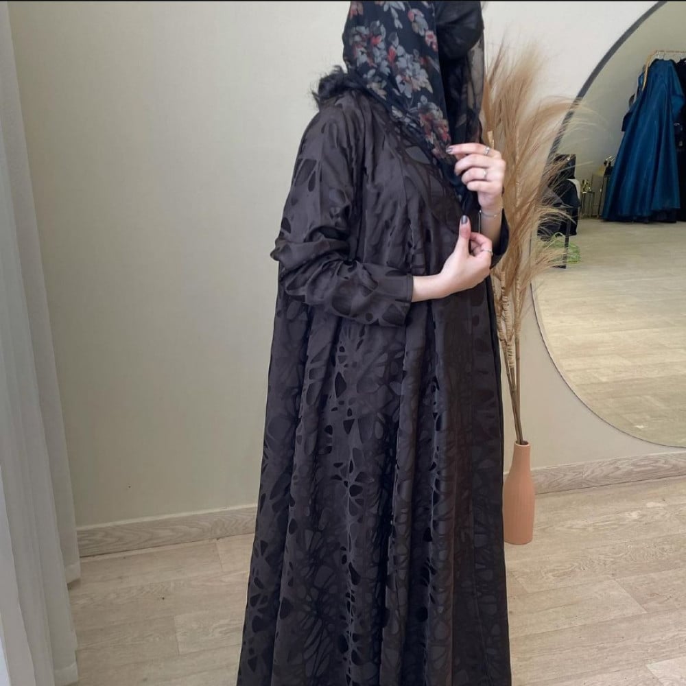 مارينا للعبايات - عباية كلوش جاكار بني