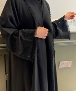 جواهر - عباية سوداء كم تطريز 1014