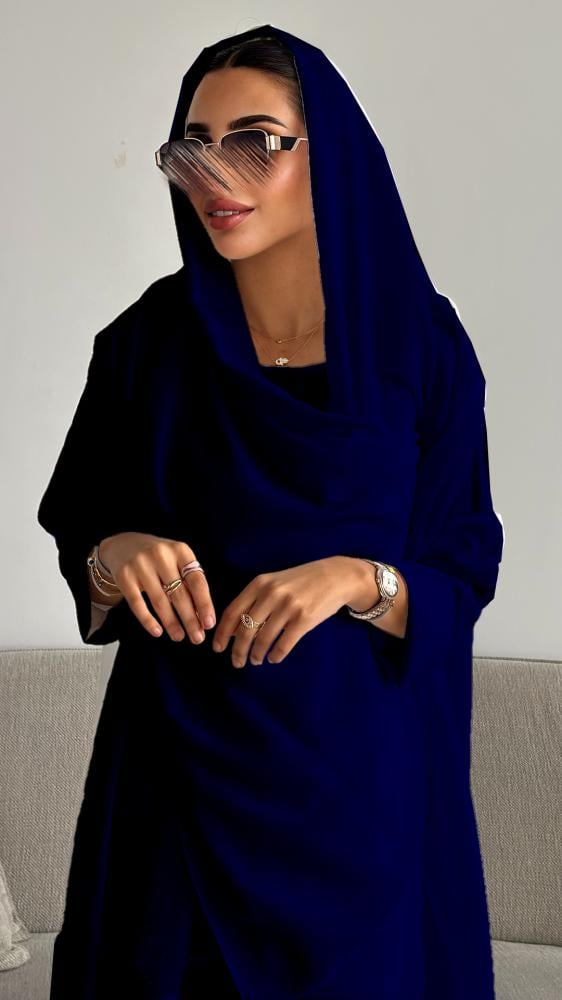 دار امتنان - عباية كحلية صيفية ثلاث قطع بتصميم عصري من الحرير المغسول- 1560 - Image 5