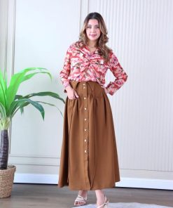 Alternative view of أوبرا فاشن - بلوزة شيفون مشجرة بتشجيرة متداخله على زم من الصدر