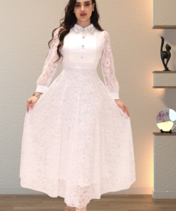 Alternative view of تريجر آيلاند - فستان طويل دانتيل بياقة غلاب كرستال