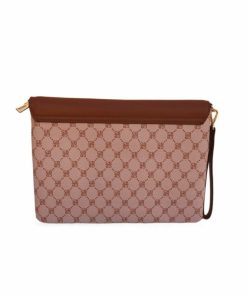 Alternative view of أوبرا فاشن - شنطة جلد يد نسائية فاخرة كوفي متوسطة الحجم مطبعة بشعار كريسبيلا