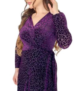 Alternative view of أوبرا فاشن - فستان سهرة قطعتين تايجر لف مع ربطة بالخصر واكمام طويلة