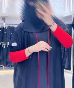 مارينا للعبايات - عباية كم استرتش  لون احمر