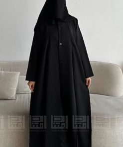Alternative view of دار امتنان - عباية سوداء يومية ربع كلوش بقماش ميني مت- 1528