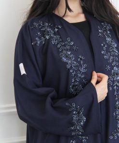 عباية بقماش سراميك كحلي مع شك انيق