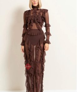 Alternative view of بينوش  - فستان ناعم تل استرتش بأكمام طويله مزين بكرانيش