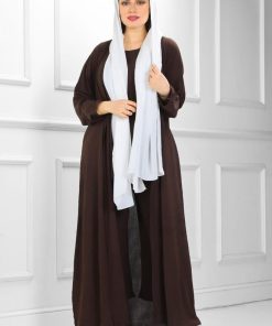 Alternative view of عبايات روزا - طقم ثلاث قطع عباية+صديري+بنطلون منسوجة من قماش الكريب الناعم مع طرحه مجاناً