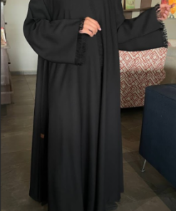 جواهر - عباية سودة أكمام واسعة 01000