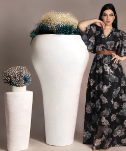 Alternative view of تريجر آيلاند - فستان طويل مشجر ساتان بأكمام قصيرة