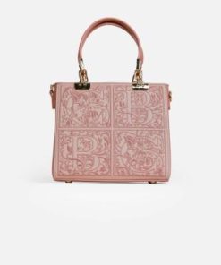 أوبرا فاشن - شنطة يد فاخرة ماركة كريسبلا مطرزة بنقوش بارزة باللون وردي