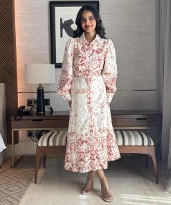 تريجر آيلاند - فستان ميدي بيج بتشجيره احمر