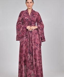 Alternative view of أوبرا فاشن - جلابية نسائية طويلة مشجره لون وردي