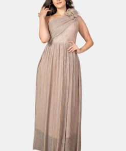 Alternative view of تريجر آيلاند - فستان سهرة ناعم طويل بكتف واحد مزين بوردة انيقه