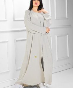 عبايات روزا - عباية "شمس" (Shams) البيج الفاتح (3 قطع): إشراقة اللون المحايد ورفاهية الكريب المريح