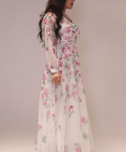 Alternative view of تريجر آيلاند - فستان طويل شيفون مشجر باكمام طويلة