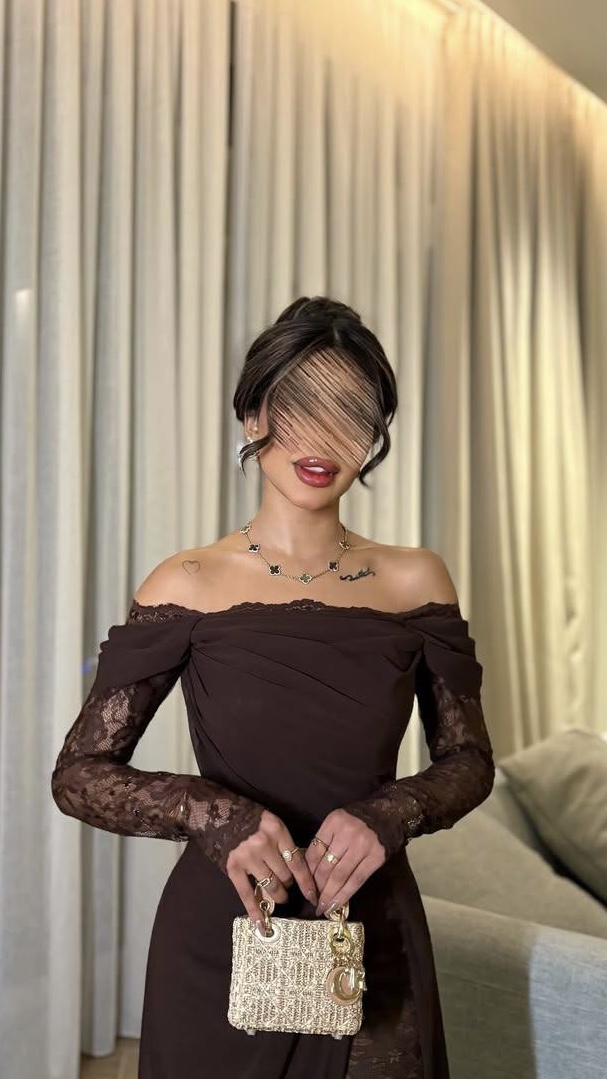 روز المها - فستان ناعم جورجيت اكماد دانتيل - Image 2