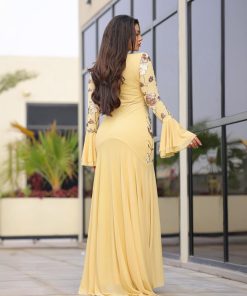 Alternative view of أوبرا فاشن - فستان سهرة تل استرتش بتطريز ترتر فاخر على الصدر