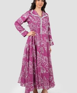 Alternative view of أوبرا فاشن - جلابية كويتية لون زهري مشجرة مزينة باكسسوار