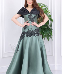 تريجر آيلاند - فستان سهرة طويل تيفاني بتطريز اسود