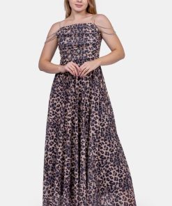 تريجر آيلاند - فستان تايجر نمري طويل واسع اوف شولدر