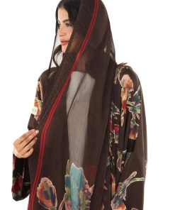 عزة المتميزة - عباية حرير الورود بني 1