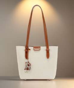 Alternative view of أوبرا فاشن - شنطة كريسبيلا مصنوعة من القماش المتين والجلد الفاخر لون بيج