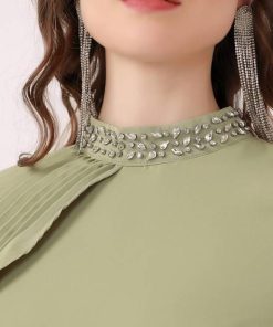 Alternative view of تريجر آيلاند - فستان ناعم طويل كسرات باكمام طويله