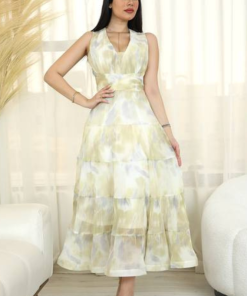 تريجر آيلاند - فستان مشجر منفوش طويل اكتاف مكشوفه