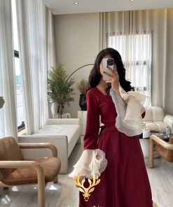 Alternative view of روز المها - فستان ميد عودي بأطراف اورقنزا