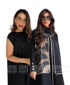 دار امتنان - بكج عباية الخريف سوداء ربع كلوش بقماش ليمار  1494