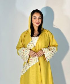 مارينا للعبايات - عبايت دلال لون ليموني كركمي