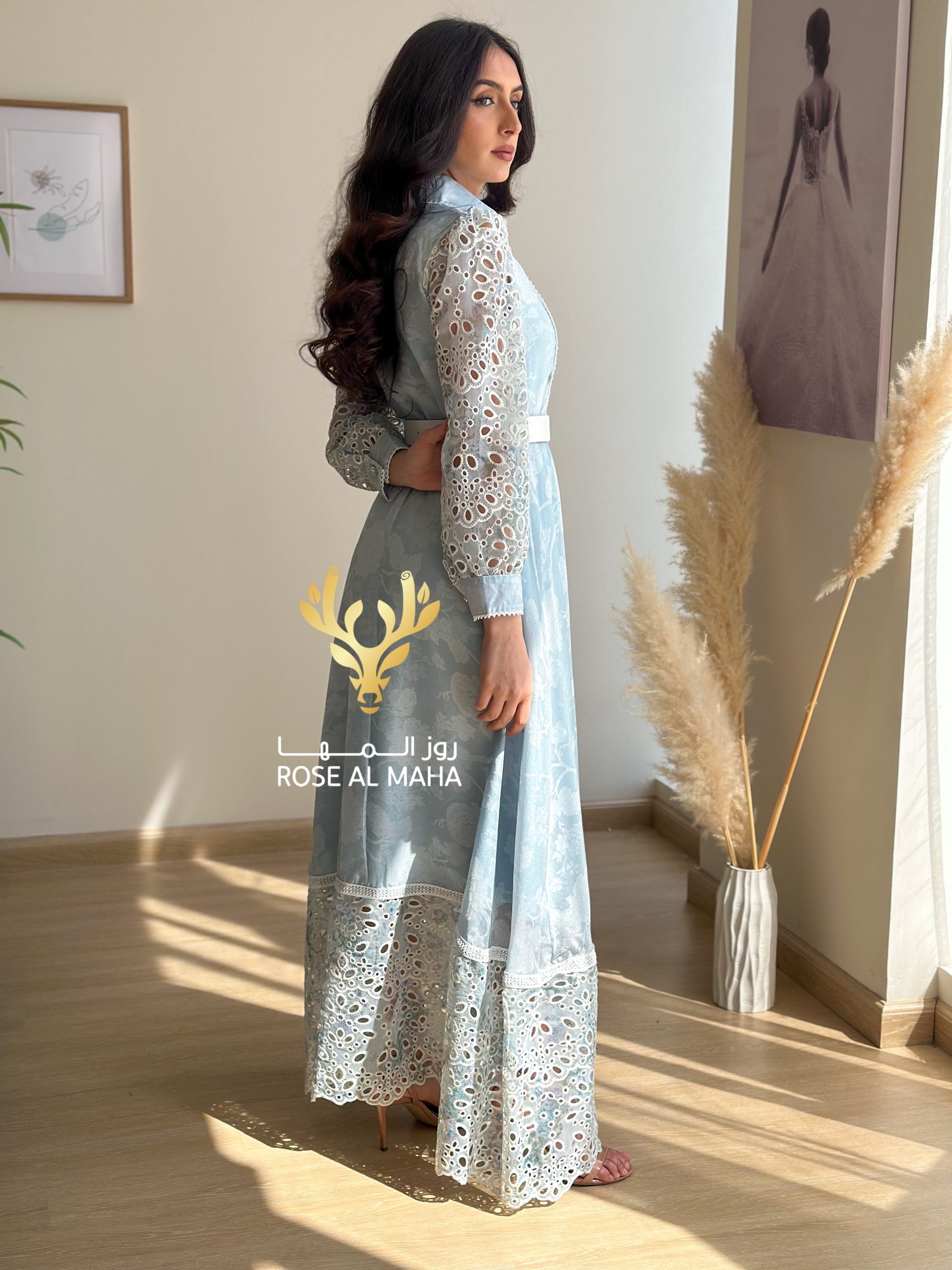 روز المها - فستان بيبي بلو بأكمام جبير - Image 7