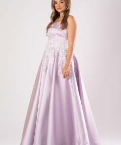 Alternative view of تريجر آيلاند - فستان سهرة طويل ساتان اوف شولدر