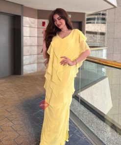 Alternative view of بينوش  - فستان شيفون ناعم طويل طبقات نسائي