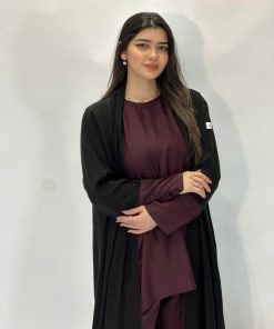 مارينا للعبايات - عباية السفر كم عنابي بكرستال