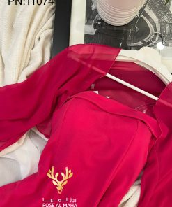 Alternative view of روز المها - فستان فوشي بأكمام شيفون