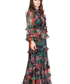 Alternative view of تريجر آيلاند - فستان طويل مشجر وحزام عريض