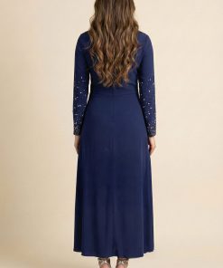 Alternative view of اكتان - فستان ماكسي بأطراف مزينة بفصوص لون كحلي