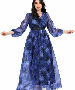 تريجر آيلاند - فستان ناعم طويل شيفون باكمام طويله