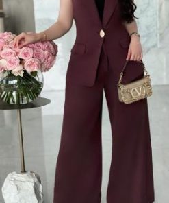 أوبرا فاشن - طقم كريب بتصميم بليزر أنيق وبنطال واسع