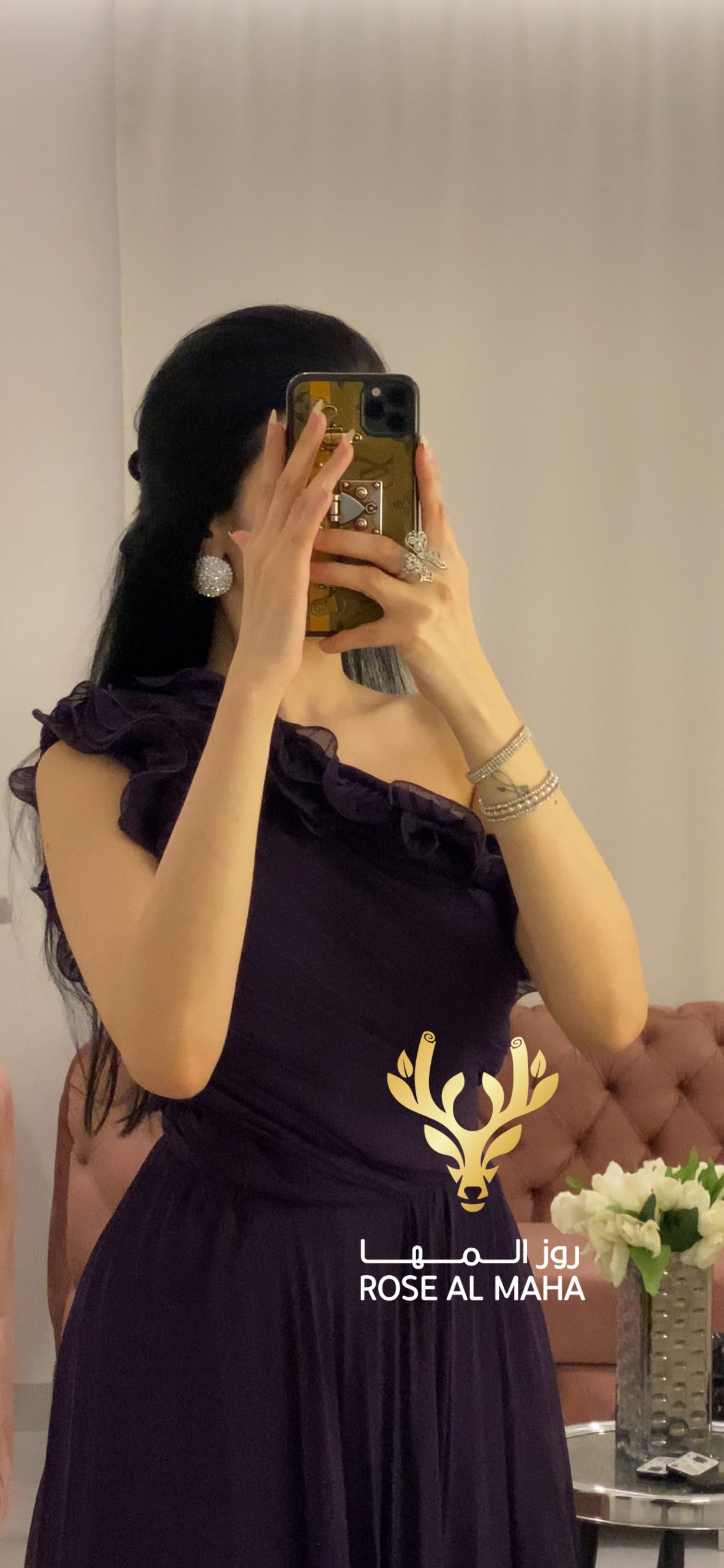 روز المها - فستان شيفون ون شولدر بكرانيش - Image 2