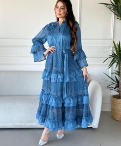 Alternative view of أوبرا فاشن - فستان طويل شيفون لمعة طبقات جوبير