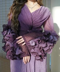 Alternative view of أوبرا فاشن - فستان موف بتصميم أنيق وأكمام شيفون فاخرة