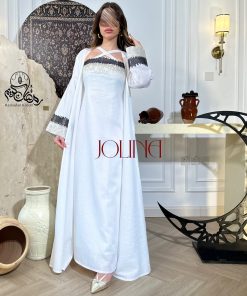 جولينا  - جلابية قطعتين لون ابيض