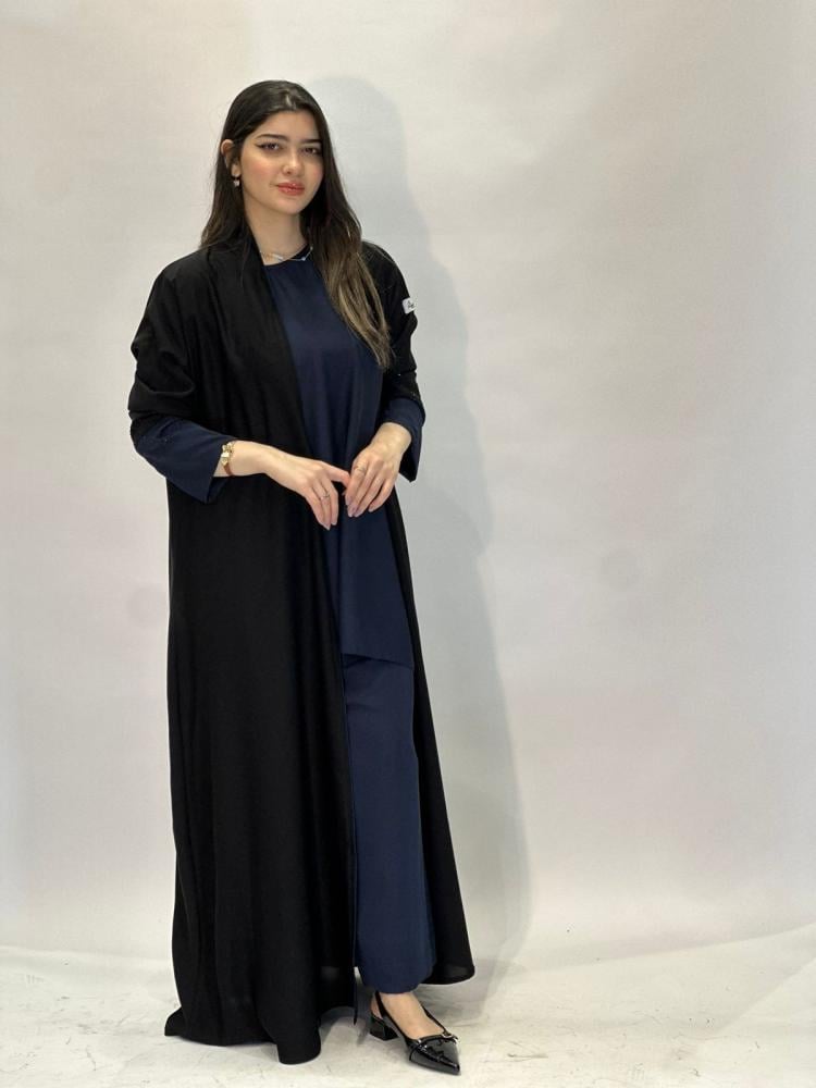 مارينا للعبايات - عباية السفر كم كحلي بكرستال - Image 3