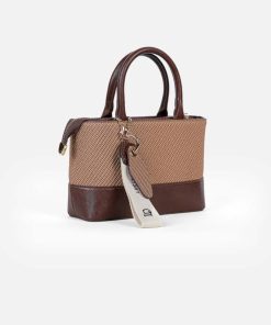 Alternative view of أوبرا فاشن - شنطة يد لوسيندا قماش وجلد بلون بني فاخر